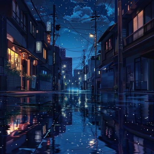 Immerse yourself in the tranquil beauty of a starry night in the city with melodic synth lines and a gentle beat. The track evokes a sense of elegance and nostalgia, transporting listeners to a serene, metropolitan nightscape where lights shimmer and reflections dance on quiet streets.