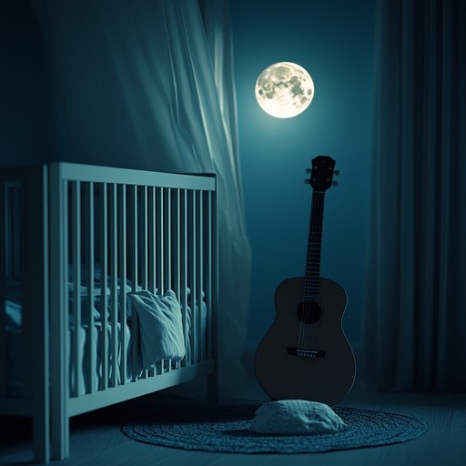 An intimate instrumental lullaby played softly on a classical guitar, creating a warm and comforting atmosphere to ease little ones into sleep