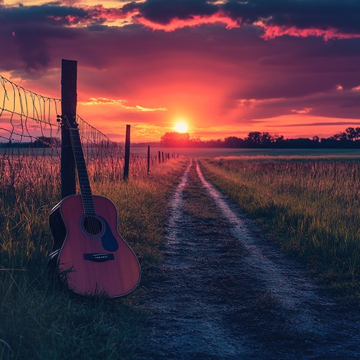 An instrumental country piece that captures the serene moments of self reflection during a quiet sunset, blending gentle acoustic guitar melodies with soft harmonica undertones to evoke a sense of peace and introspection.