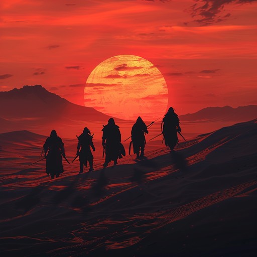 A triumphant anthem that blends the rigorous structure of military marches with the intricate and alluring rhythms of middle eastern music, offering a soundtrack for tales of valor and conquest in ancient deserts.