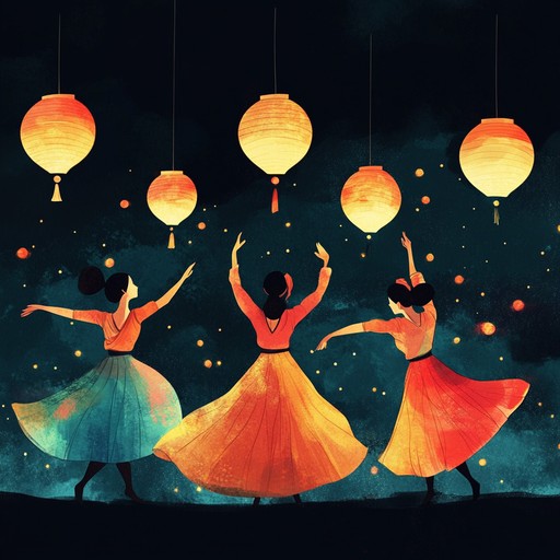 An instrumental track featuring vibrant ethnic percussion and melodic instruments, capturing the joyful atmosphere of a traditional festival under glowing lanterns.