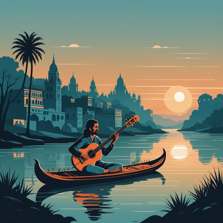 Imagine standing on the ghats of banaras, witnessing the first light of day casting golden hues over the ganges, as the soothing strains of raga rock fill the air. The sitar's melody intertwines with soft rock guitar, creating an aura of tranquility and reverence, perfect for meditation or a soothing start to the day.