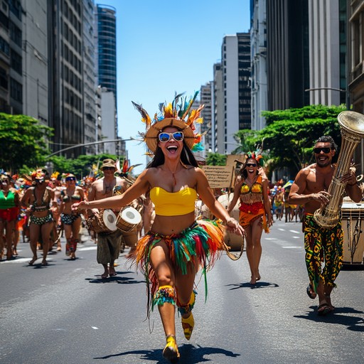 An exuberant and festive instrumental samba piece that embodies the joy and excitement of achieving victory, highlighted by dynamic percussion and spirited melodies typical of brazilian carnival music.