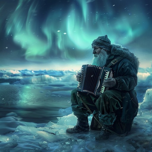 Imagine an aged sailor playing his accordion under the northern lights, his music mingling with the gusts of icy wind, each note a poignant reminder of age old naval traditions and tales of valor that echo through generations.