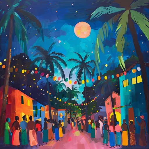 Experience an energetic and vibrant salsa tune bringing to life the spirit of a moonlit caribbean night, complete with invigorating trumpet melodies and irresistible dance rhythms.