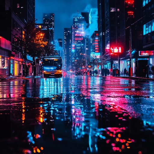 An instrumental chillwave composition capturing the vibrant pulse of a city at night. Synth melodies and rhythmic beats create a lively atmosphere reminiscent of urban excitement.