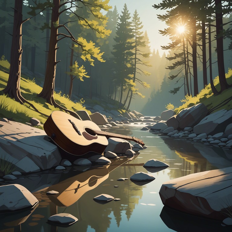 A tranquil musical experience blending soft blues rock with the peaceful ambiance of a slowly flowing creek. The track weaves traditional blues guitar licks with the sounds of water and nature, creating a calming, reflective environment.