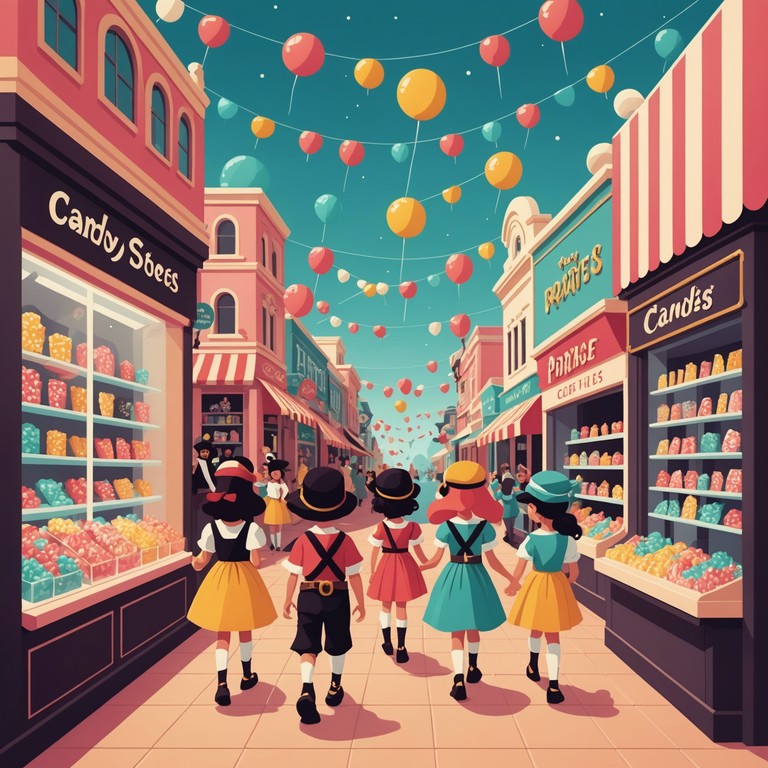 A playful and cheeky instrumental designed to capture the essence of youthful rebellion and the joy of childhood. The music should feel like a parade of kids taking over a candy store, full of mischief and jubilant chaos, ideal for inspiring movement and dance.