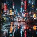 energetic urban beats with futuristic neon aesthetics shimmer