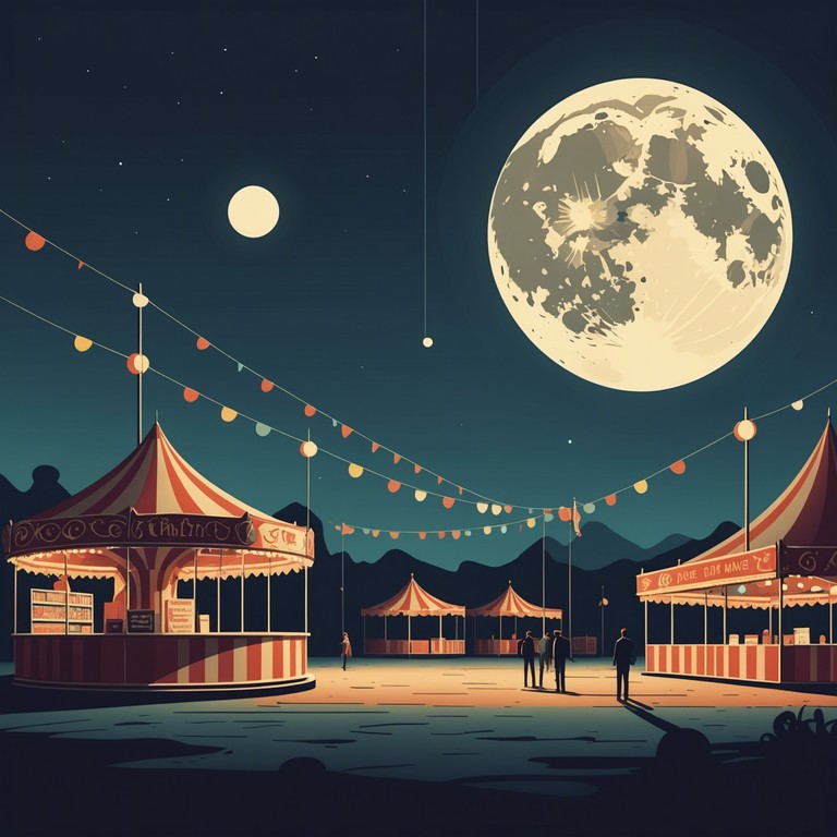 The track captures the essence of a haunted carnival after midnight, with eerie whispers and unsettling melodies that evoke images of deserted tents and ghostly shadows dancing in the flickering lights. The music gradually builds a tense atmosphere, encapsulating the suspense and fear that might come from wandering a carnival ground haunted by spectral presences.