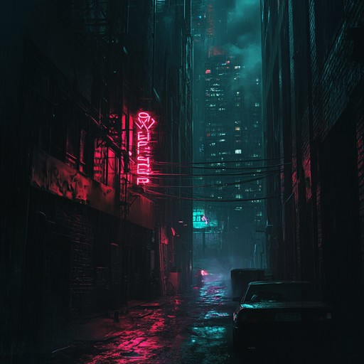 Imagine an urban environment at night, where the shadows hide untold stories and neon lights create an eerie atmosphere. Dark synths and rhythmic beats play, intensifying the sense of mystery and tension.