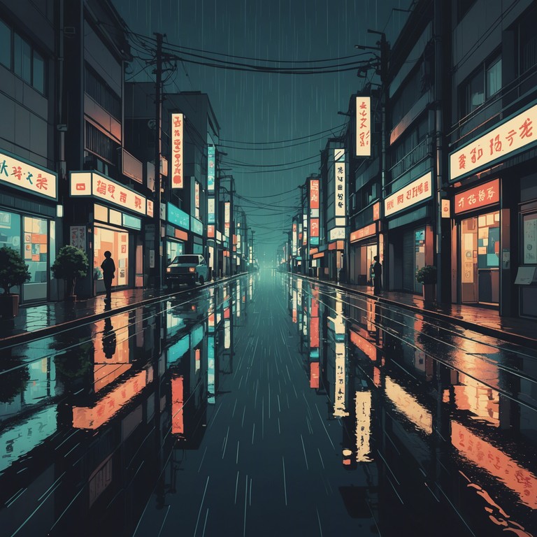 Imagine the soft patter of rain in tokyo as melancholic lofi beats provide a soothing, introspective soundtrack. This track captures the essence of urban solitude and reflective quiet moments, blending subtle electronic rhythms with delicate piano chords.