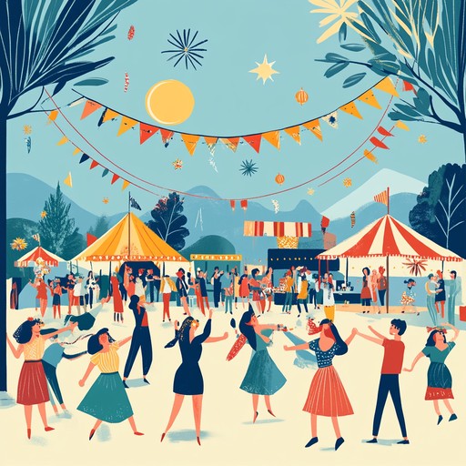 Energetic and festive folk tune capturing the spirit of village fairs with bright rhythms and melodies.