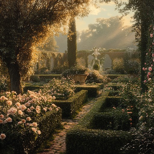 A tranquil instrumental composition featuring harmonious melodies inspired by baroque gardens. The music creates a serene atmosphere with elegant counterpoint and soothing harmonies. Ideal for moments of relaxation and contemplation, this piece transports listeners to a bygone era of refined beauty and tranquility.