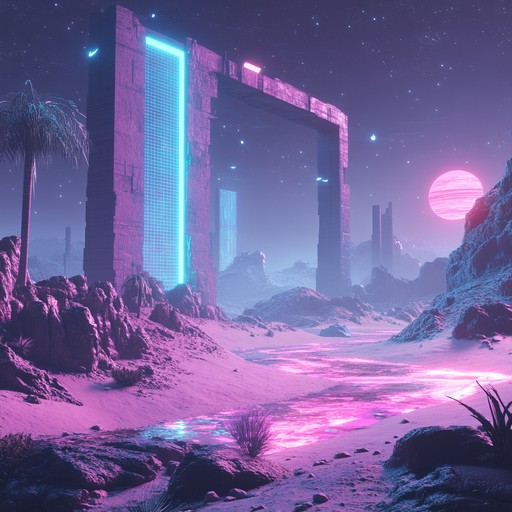 Immerse in an auditory journey blending cyberpunk aesthetics with desert sounds. Futuristic synths and exotic rhythms craft a pulsating, vibrant atmosphere.