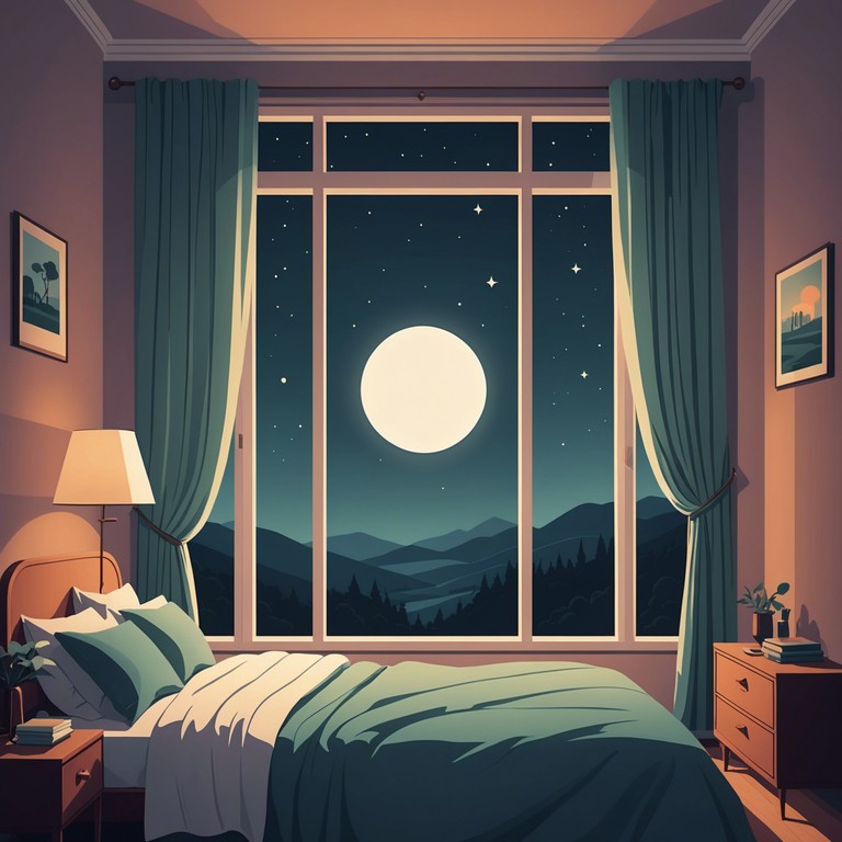 This composition transports the listener into a serene bedroom at night, where gentle melodies mimic the quiet and contemplative moments under a moonlit sky. The music is infused with delicate vibrations and a dreamy atmosphere, ideal for introspection or drifting into sleep.