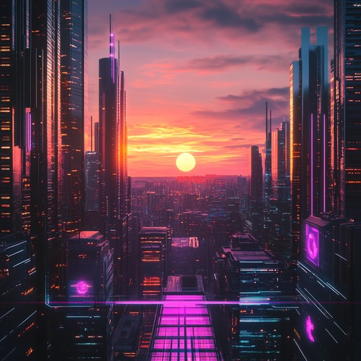 Transport yourself to a radiant urban future, where the interplay of vivid neon lights and the ceaseless hum of technology creates an atmosphere of boundless optimism and vigor. Capturing the exuberance of a cyberpunk utopia, this tune is driven by bustling synthesizer melodies and effervescent rhythms.