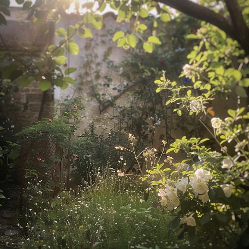 A soothing piece painting a tranquil summer garden bathed in warm sunlight, with gentle violins evoking a sense of peace and nostalgia. Perfect for easing the mind and lifting the spirits on any given day