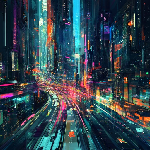 The track captures the essence of a bustling futuristic city at night, with pulsating beats echoing through the neon lights as dynamic synths create an exhilarating audiovisual experience.