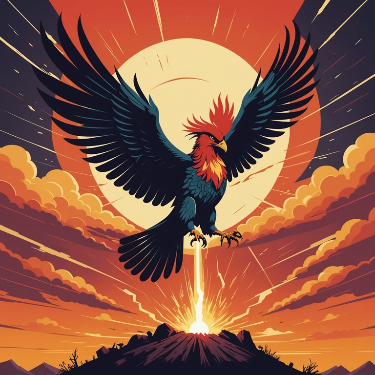 A relentless cascade of electric guitar riffs and driving rhythms, phoenix's flight reborn channels the unstoppable force of rebirth and the fiery pursuit of triumph in an ever challenging world. Each note and beat is a testament to unyielding resilience.