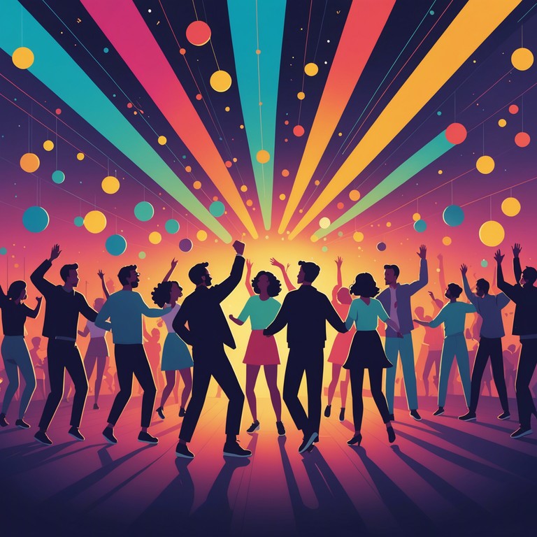 Imagine an energetic celebration encapsulated in a deep, jazz infused house track. This piece energizes a crowd with its dynamic brass hooks and deep rhythmic pulses, perfect for vibrant evening gatherings or creative, stylish events. The mood is celebratory, highlighting the warmth and lively spirit of a festivity.