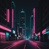 calm streets, neon glow, endless night.