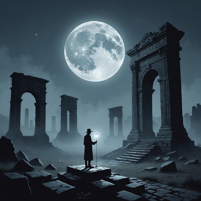 This track intertwines the eerie echoes of forgotten temples with the pulsating beats of modern nü music, creating a hauntingly beautiful soundscape that connects ancient mysteries with contemporary soundscapes. The composition features ethereal sound layers intertwined with dynamic bass lines, portraying the passage through ancient, mist covered ruins now pulsating with new life.