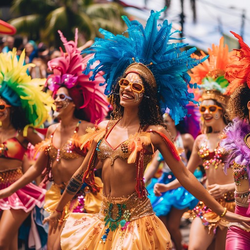 An energetic and confident samba rhythm propels the track, invoking the lively and spirited atmosphere of a brazilian carnival. The beat is upbeat and the melody is infectious, perfect for uplifting dance vibes and celebration.