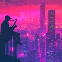 a futuristic lounge track blending ethereal synths and saxophone.