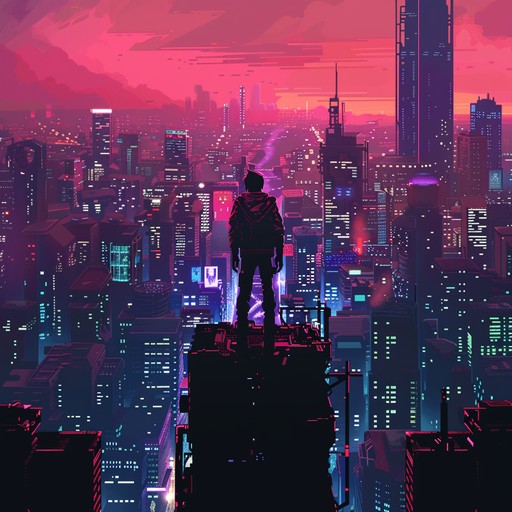 Travel back to the 1980s with this mesmerizing instrumental track that blends soaring synthesizer melodies and pulsating electronic rhythms, creating an atmosphere both nostalgic and exhilarating. Picture a hero's journey in neon lights, traversing vast futuristic cities and confronting epic challenges. This composition captures the essence of adventure and triumph in a retro futuristic setting.