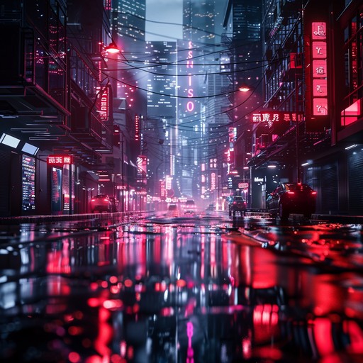 A relentless track with driving synths, pounding rhythms, and atmospheric effects, capturing the essence of a high stakes pursuit through neon lit streets. Ideal for creating a sense of urgency and excitement.