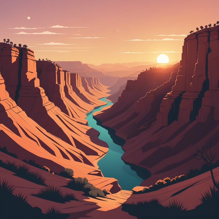 This track encapsulates the soothing solitude of a vast canyon at sunset, as gentle guitars weave through layers of soft bass and light percussion sounds, creating a peaceful rock anthem that promotes relaxation and reflection.