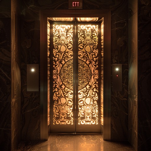 Intriguing and dramatic sounds flow through a mystical elevator music scenery, using lush string arrangements and subtle electronic elements that create a captivating and surreal ambiance.