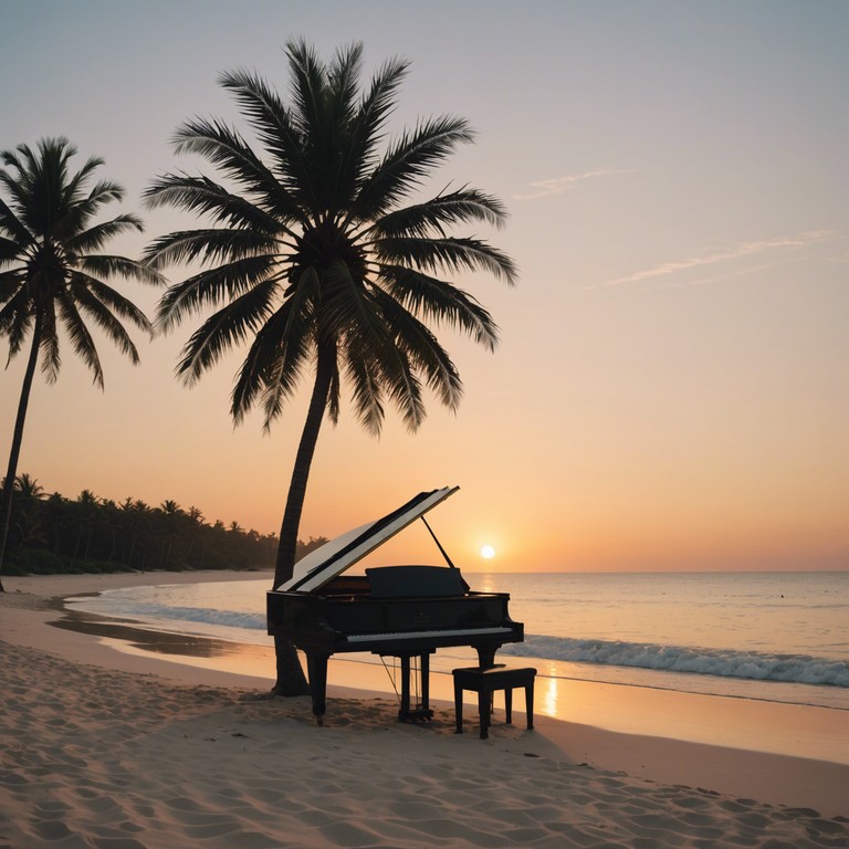 Imagine sitting by the seaside, the gentle sound of salsa rhythms blending with the calming wave's whispers. A soothing melody that merges traditional salsa beats with ambient overtones, creating a serene musical experience that transports you right to the beach, with a sunset backdrop and a cool breeze ruffling through palm leaves.