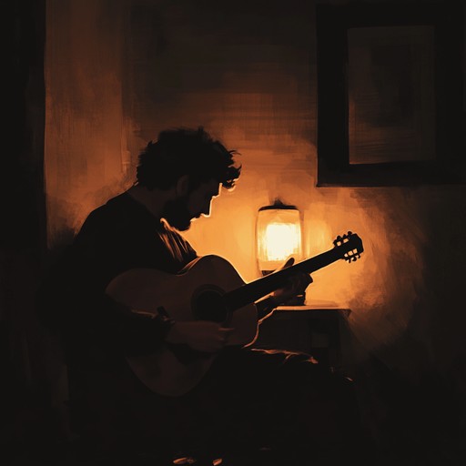 An evocative flamenco track characterized by fast, anxious guitar play and shifting melodies, painting a picture of a tense, shadowy night. The relentless pace and intricate rhythms build an eerie and nervous feel.