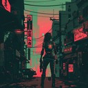 a dark and atmospheric journey through a neon-lit dystopian cityscape