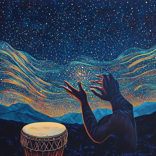 A captivating instrumental piece that fuses traditional tribal drumming with lush ambient textures, creating an immersive sound journey that transcends time and cultures. The hypnotic rhythms of the djembe weave through ethereal melodies, evoking the mysticism of ancient rituals blended with contemporary sonic landscapes.