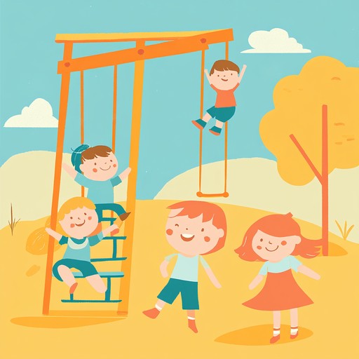 The melody is a bright and upbeat composition that evokes the joy and excitement of children playing in the sunshine at a playground, with lively rhythms and catchy tunes that encourage movement and happiness.