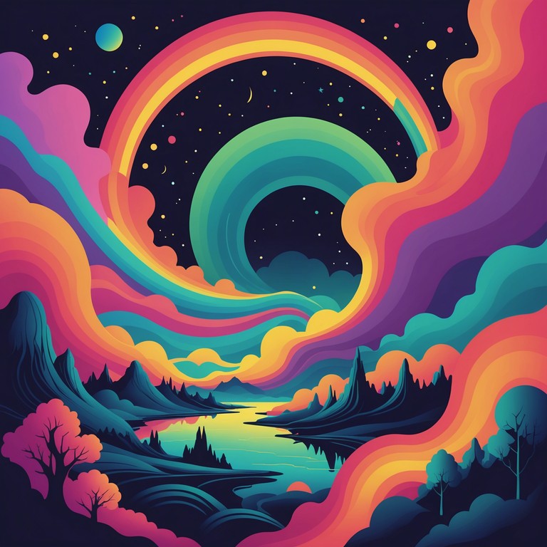 Let this music take you on a journey through a soundscape filled with entrancing rhythms and groovy beats under a starlit sky, perfect for a cosmic dance or reflective meditation.