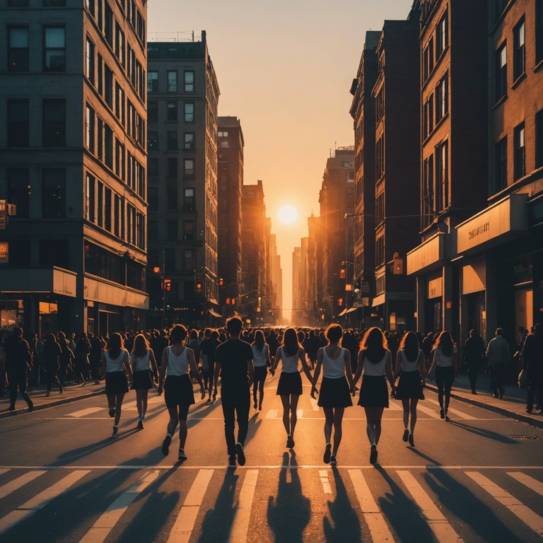 As the sun sets on a bustling cityscape, a track infused with the spirit of the 70’s disco era meets modern street dance vibes. Warm electric bass lines, crisp hi hats, and a catchy melody create an irresistible urge to dance through the night. This song synthesizes an atmosphere of a lively street party where everyone is invited to groove under the golden sunlight.