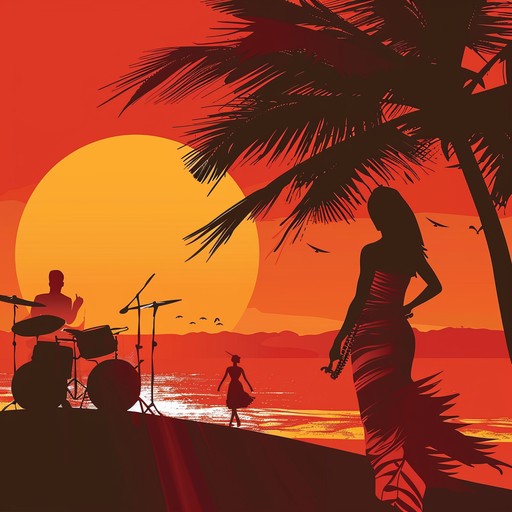 Imagine the sun setting over a vibrant city as rhythms of latin jazz blend with the sultry atmosphere. This piece should encapsulate the feeling of an enchanting evening filled with dance and passion, where every note resonates with the warmth of the setting sun and the coolness of the approaching night.