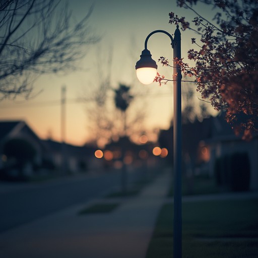 Imagine wandering alone under starlit skies in a softly lit suburban landscape, where each sound of the night brings comfort and a sense of deep introspection, all carried by underlying lo fi beats.