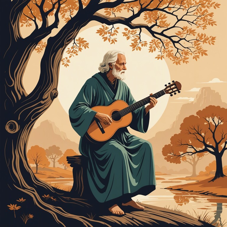 This instrumental track combines the haunting sounds of the lute with the narrative style of a troubadour, capturing ancient mystical practices and spiritual journeys passed down through generations. The music paints a vivid soundscape reminiscent of ages old spiritual rituals and contemplative wisdom.