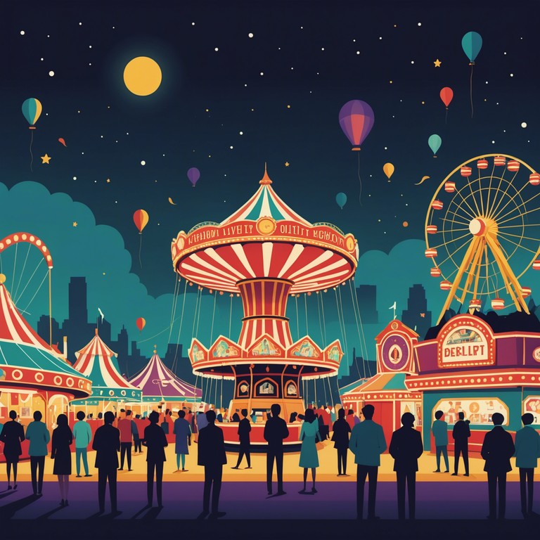 Step into a vibrant night festival where every sound and beat creates an air of excitement and wonder, designed to transport listeners directly into the heart of a thrilling, festive world. The piece combines traditional world music with the intoxicating joy of carnival rides and games.