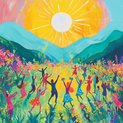 Experience a lively celebration of summer in a sun drenched meadow, where joyous melodies and vibrant rhythms invite everyone to dance and celebrate. The tune captures the essence of a bustling festival, filled with laughter, smiles, and the warmth of the sun.