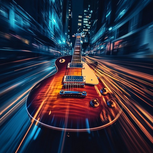 A high octane instrumental garage rock track capturing the essence of racing through city streets at midnight, fueled by electrifying guitar riffs and driving rhythms, evoking excitement and rebellion