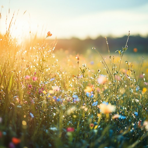 Imagine a scene where every musical note leads to blossoming flowers, capturing the essence of spring's vibrant energy and the blossoming of life everywhere