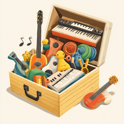 A whimsical journey through the playful sounds of childhood, utilizing vintage toy instruments to evoke an ecstatic sense of joy, nostalgia, and unbridled happiness. This instrumental piece creates an environment of sonic delight, featuring melodies from xylophones, toy pianos, and wind up music boxes, designed to transport listeners into a vibrant and joyful playground in aural form.