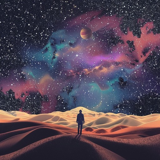 This piece invites you to a journey through the cosmos with ethereal layers and sweeping synths weaving an intricate tapestry of sound, reminiscent of the vastness and mystery of outer space.