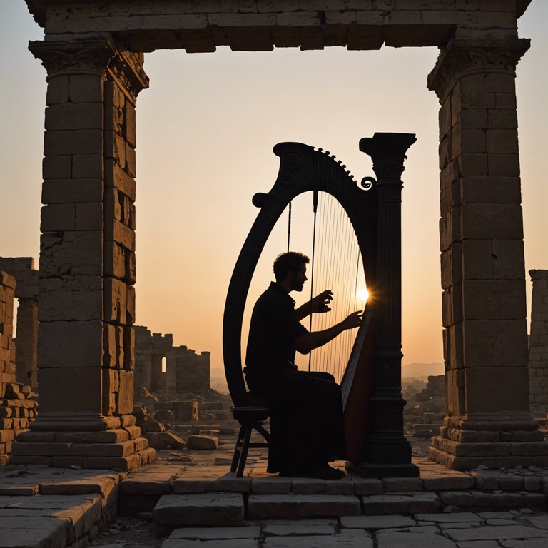 Echoes among ruins revisits the timeless allure of ancient myths through the lens of modern musical innovation, blending ethereal harp melodies with a narrative depth that invites deep contemplation and reconnects with bygone eras.